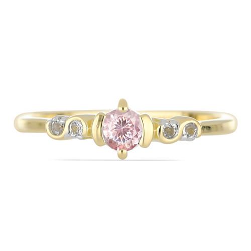 BUY 14K GOLD NATURAL MORGANITE GEMSTONE CLASSIC RING